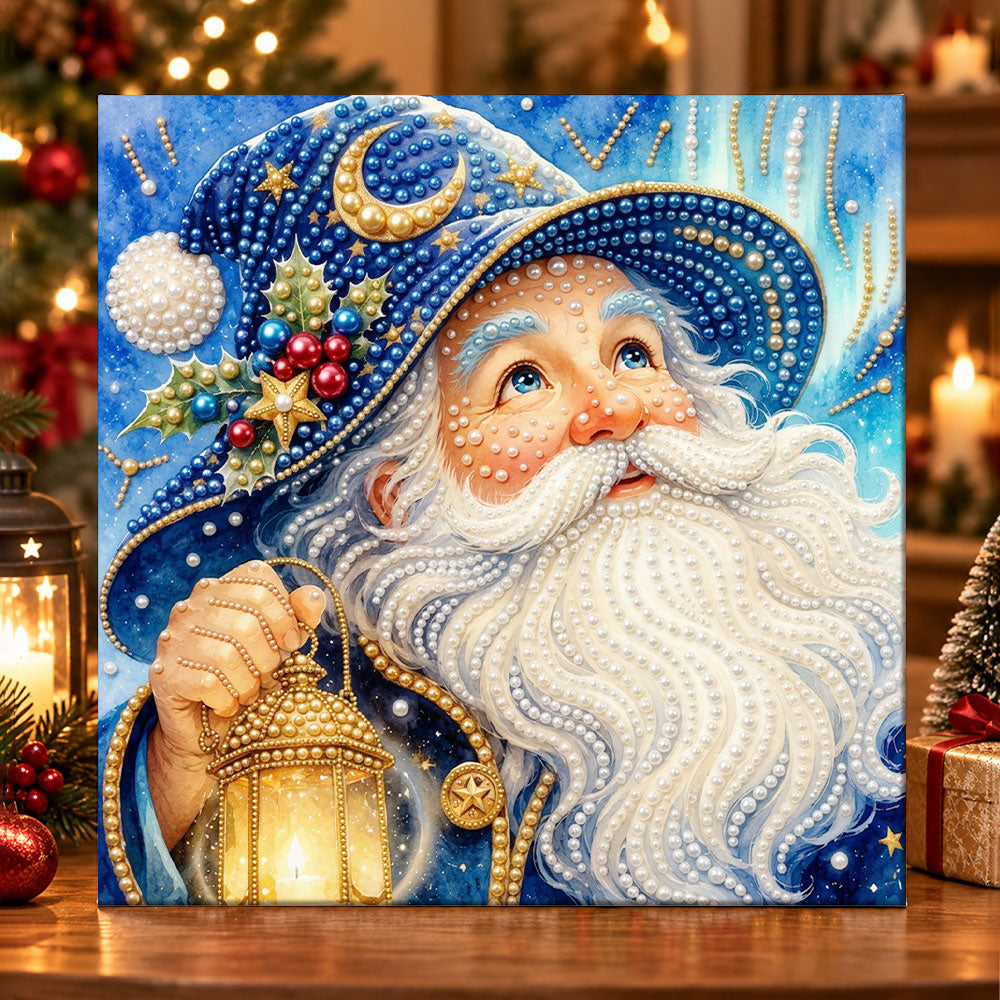Christmas wizard with lantern pearl diamond painting kit for beginners