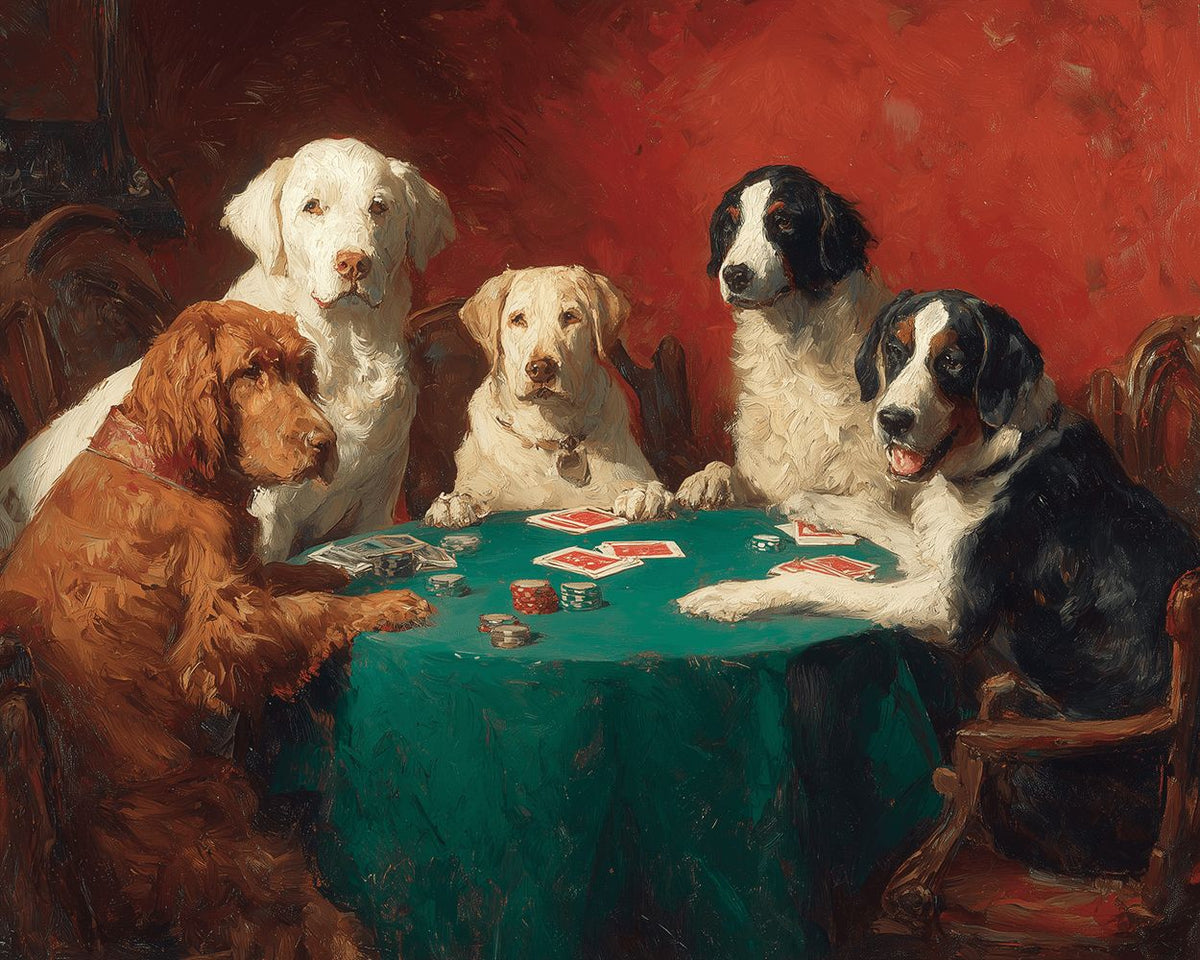 Classic dogs playing poker cross stitch kit for beginners