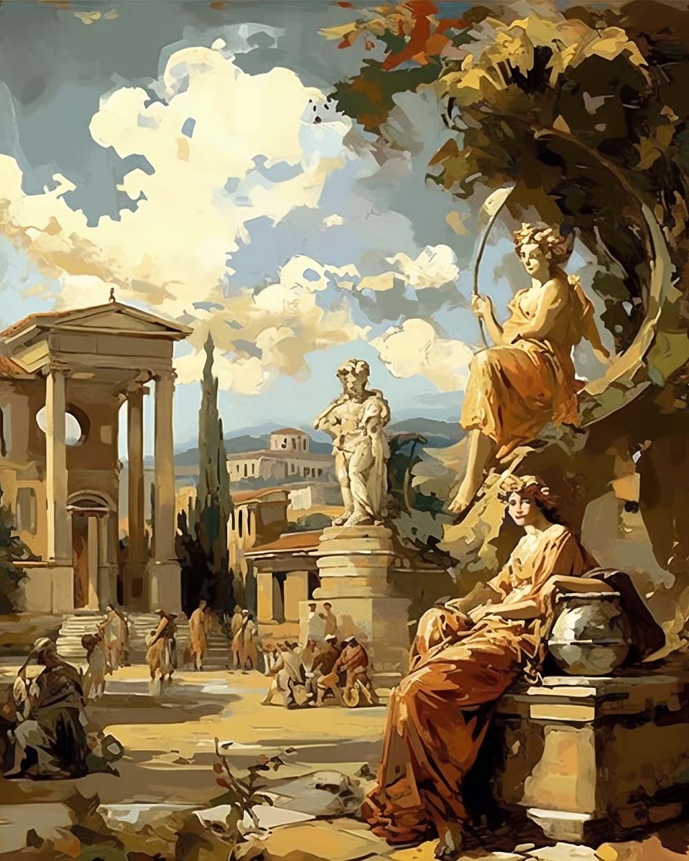 Classic greek scenery cross stitch kit for beginners
