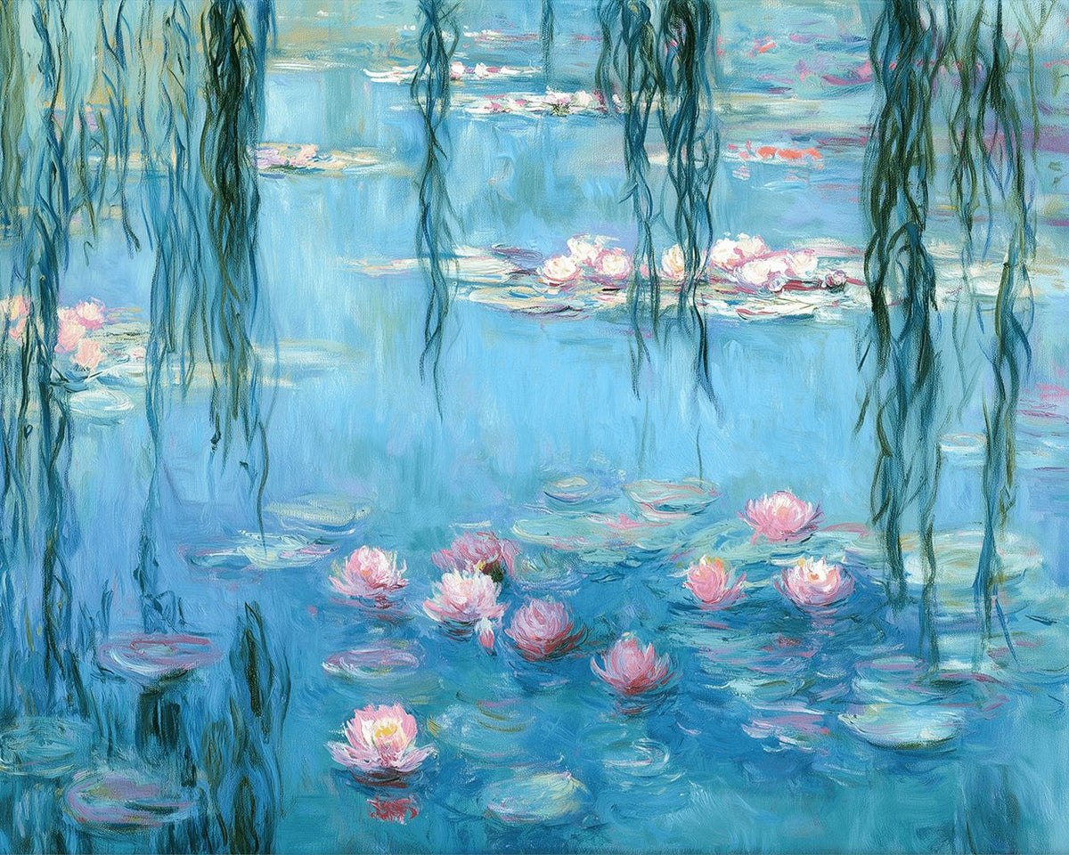 Classic monet water lilies cross stitch kit for beginners
