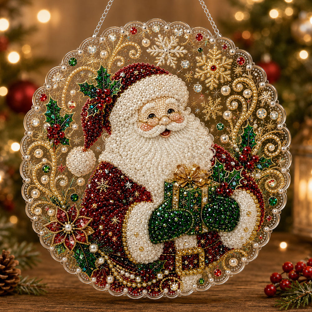 Classic santa christmas pearl diamond painting kit for beginners