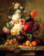 Classical still life with flowers and fruits cross stitch kit for beginners