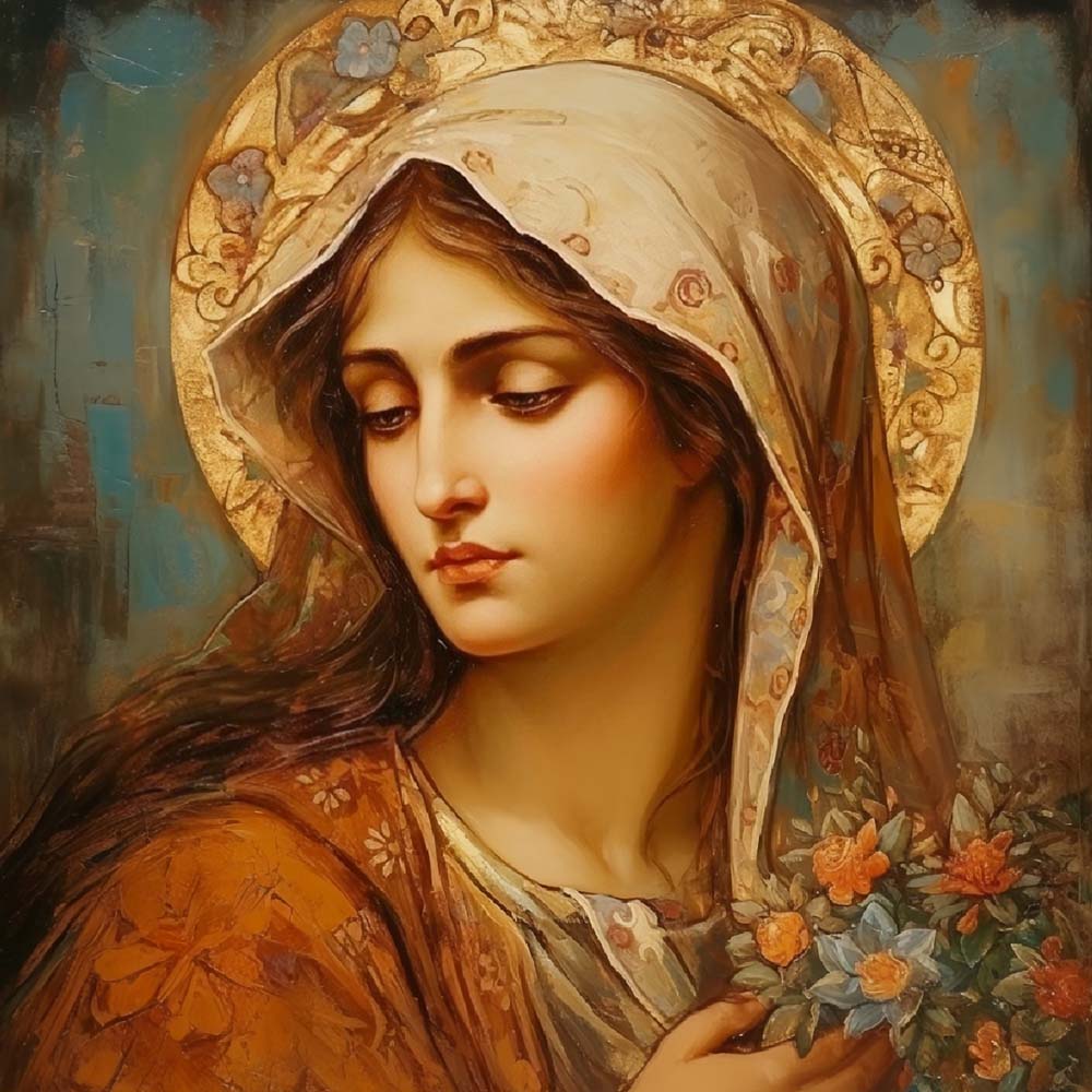 Classical vintage portrait of saint paint by numbers kit for beginners