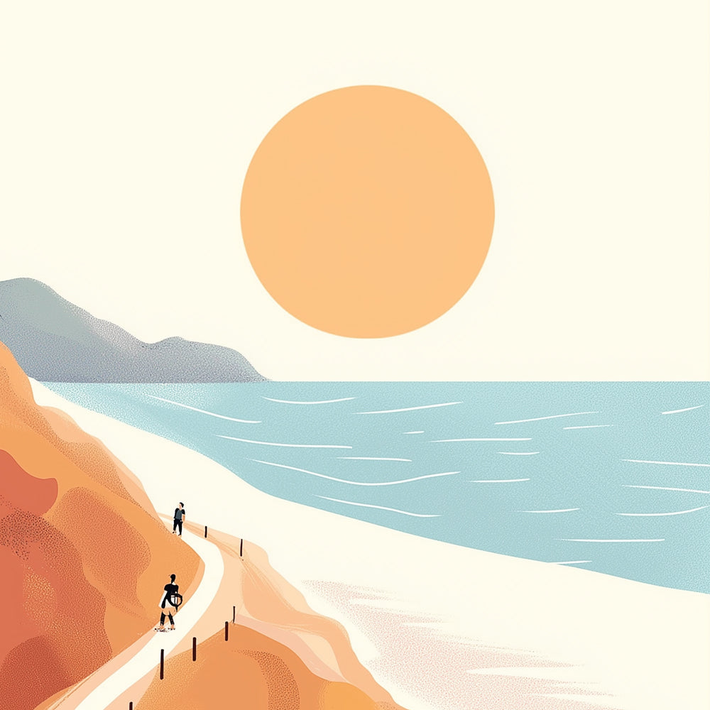 Coastal cliff hiking path cross stitch kit for beginners