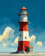 Coastal lighthouse view cross stitch kit for beginners
