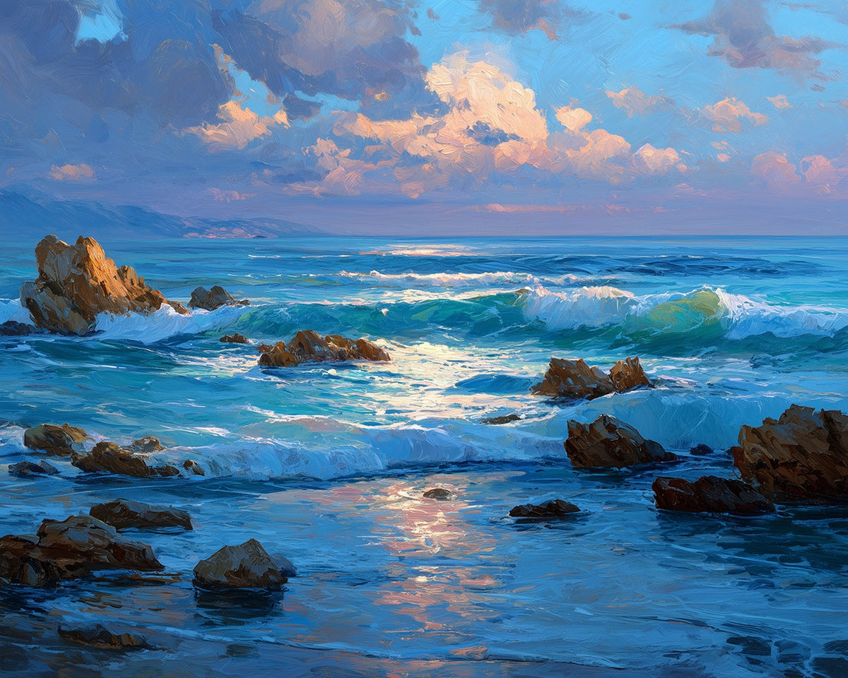 Coastal ocean sunset cross stitch kit for beginners