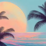 Coastal palm dusk cross stitch kit for beginners