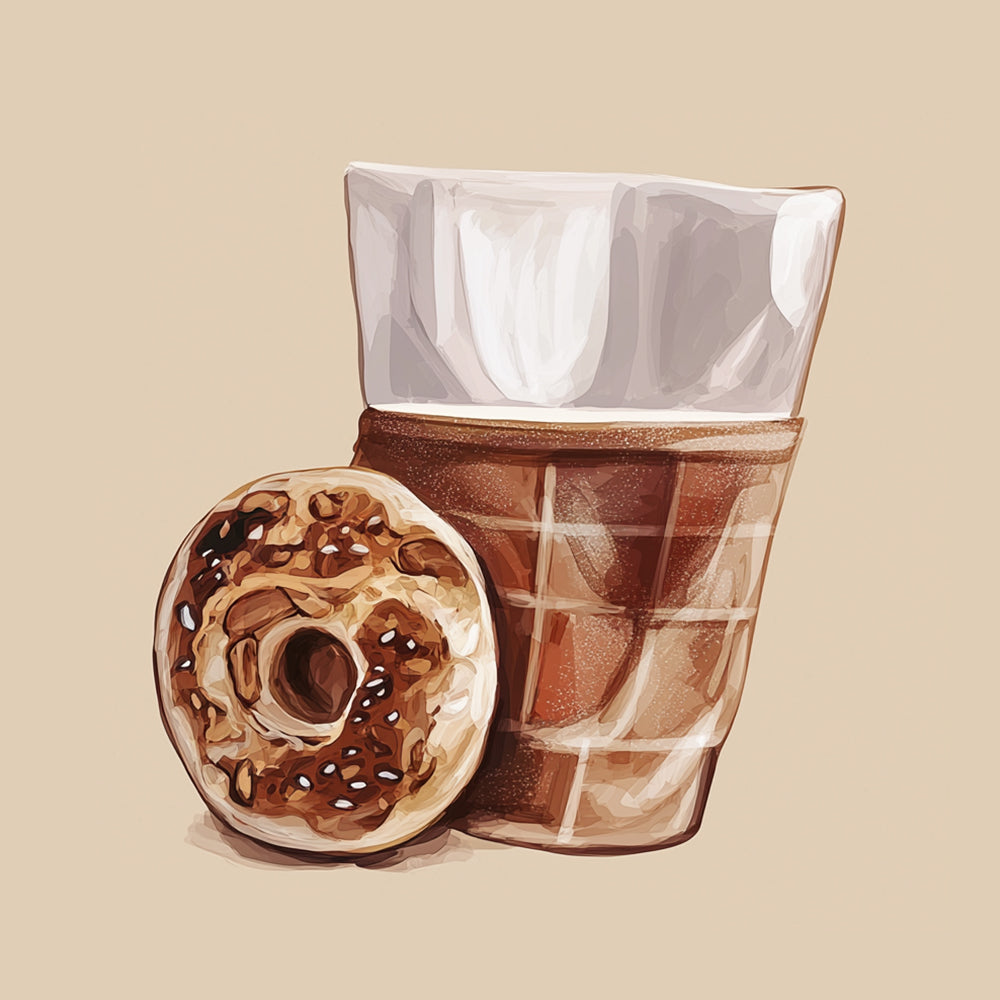 Coffee and bagel art cross stitch kit for beginners