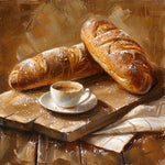 Coffee and fresh bread cross stitch kit for beginners