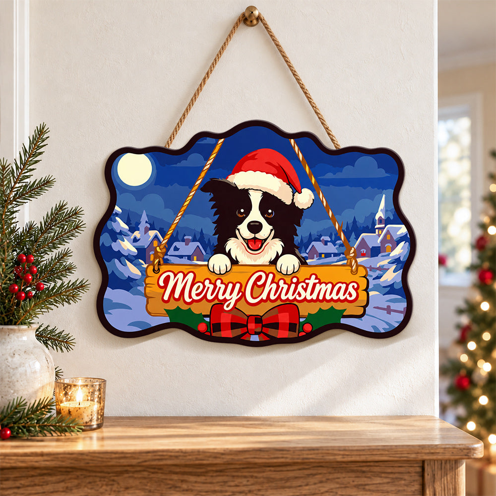 Collie merry christmas paint by numbers door hanger as indoor wall decor