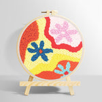 Colorful abstract flowers punch needle kit for beginners