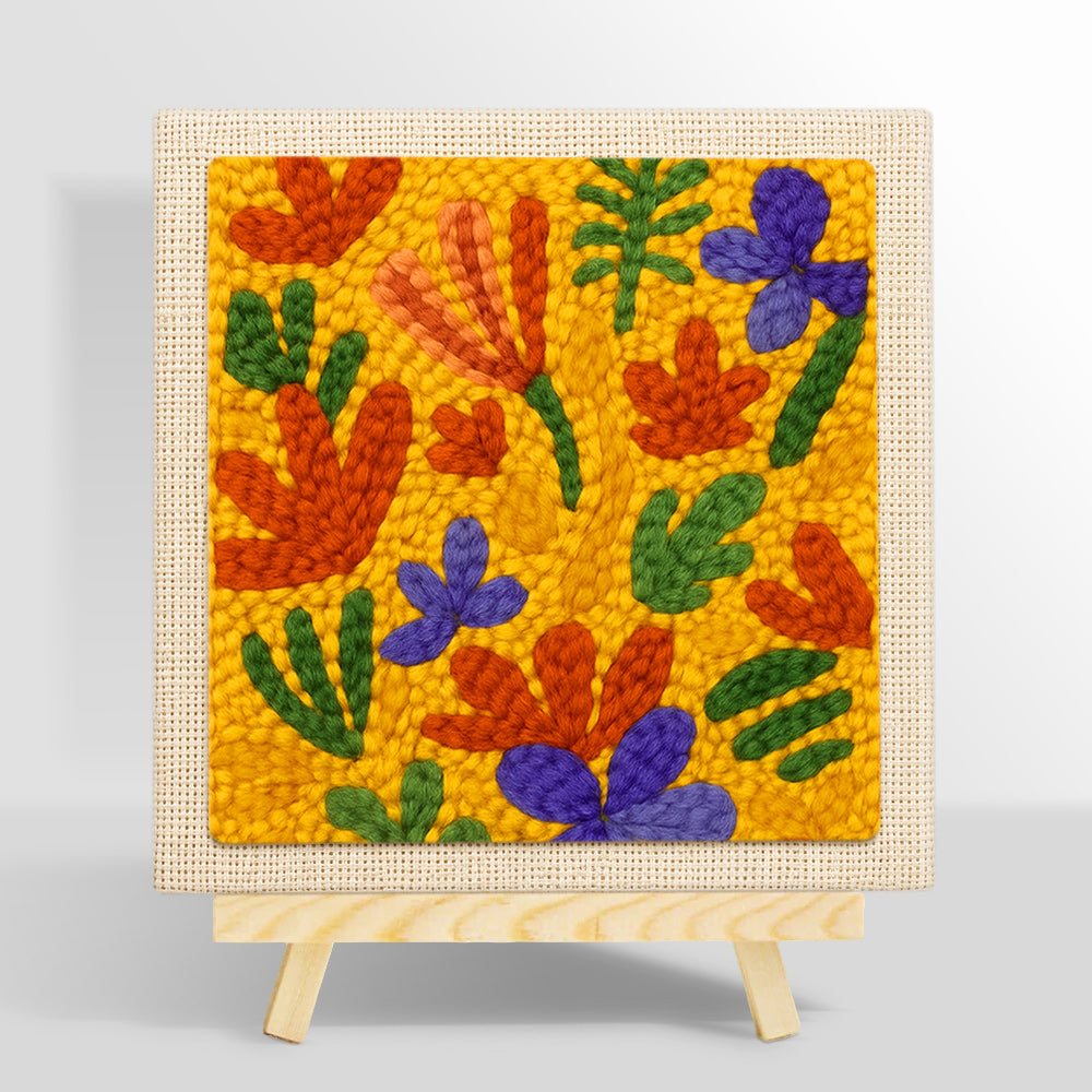 Colorful abstract petals punch needle kit for beginners