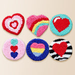 Colorful and romantic heart punch needle coaster kit finished handmade coasters