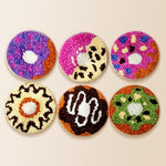 Colorful and sweet donut punch needle coaster kit finished handmade coasters