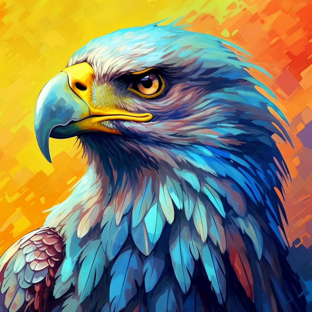 Colorful bald eagle head cross stitch kit for beginners