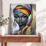 Finished colorful beaded beauty pearl diamond painting artwork displayed as home decor
