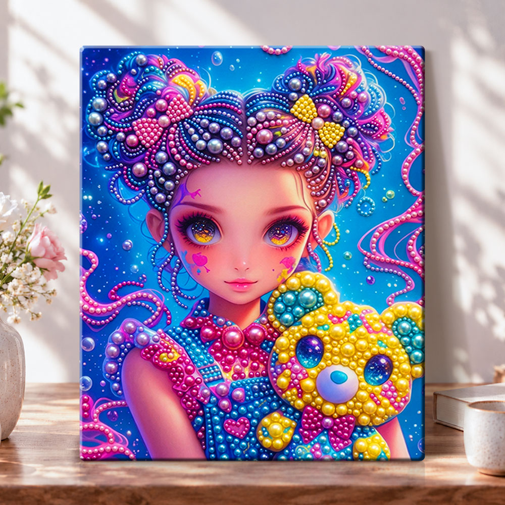 Colorful beaded doll pearl diamond painting kit for beginners
