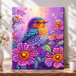 Colorful bird among flowers pearl diamond painting kit for beginners