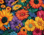 Colorful blooms with butterflies cross stitch kit for beginners