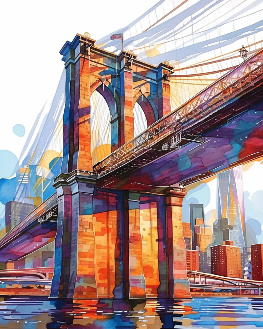 Colorful brooklyn bridge cross stitch kit for beginners