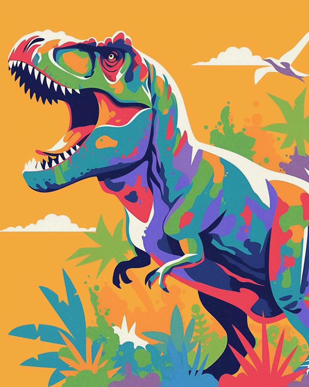 Colorful cartoon t-rex dinosaur cross stitch kit for beginners