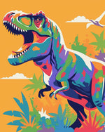 Colorful cartoon t-rex dinosaur cross stitch kit for beginners