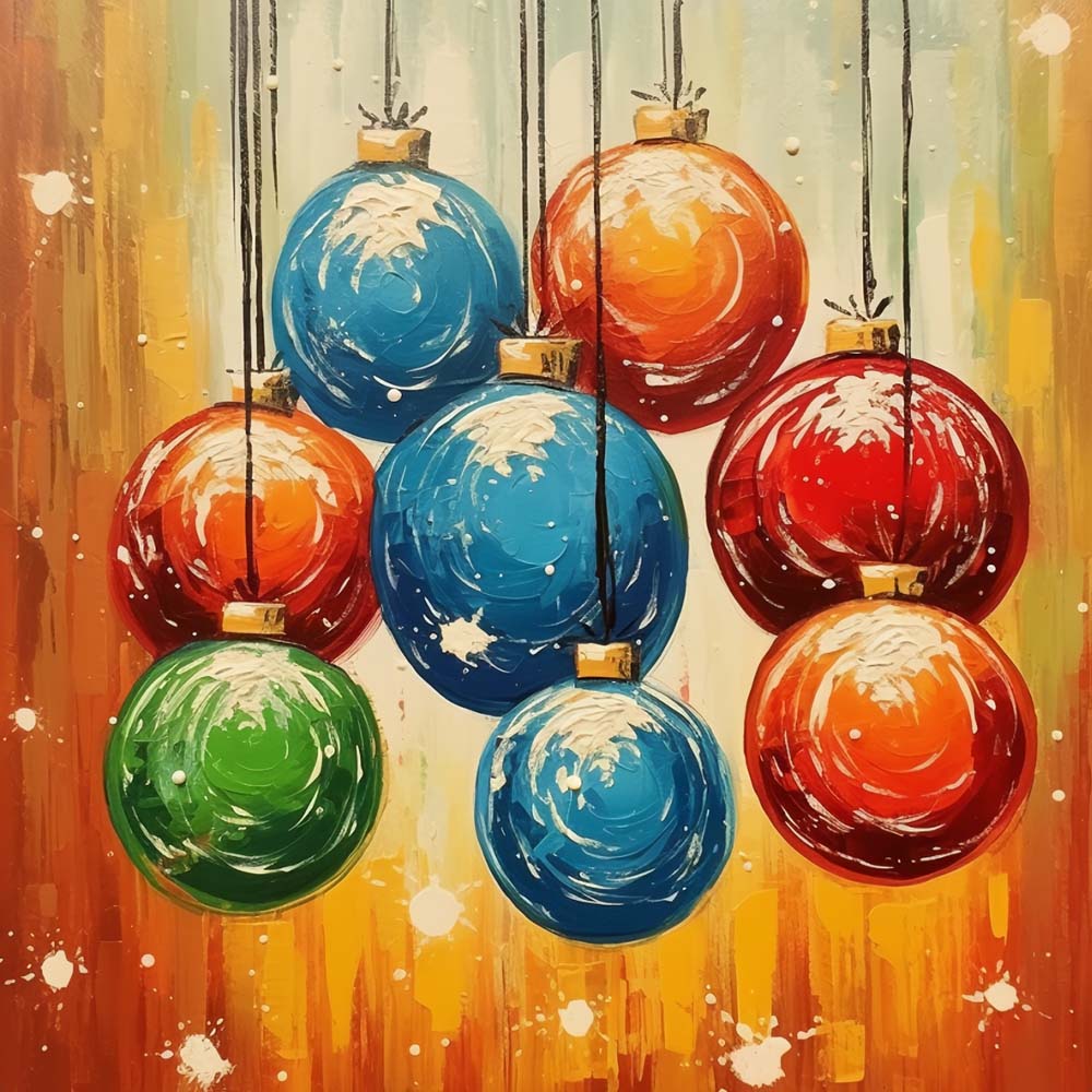 Colorful christmas baubles cross stitch kit for beginners