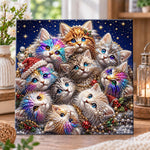 Colorful christmas kitty cluster pearl diamond painting kit for beginners