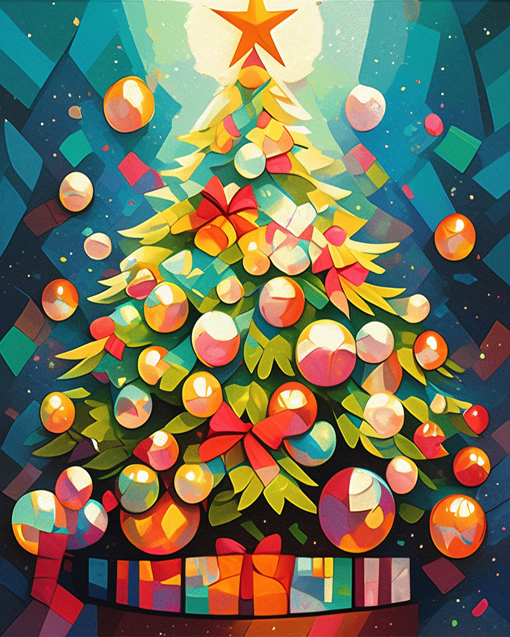 Colorful christmas tree cross stitch kit for beginners