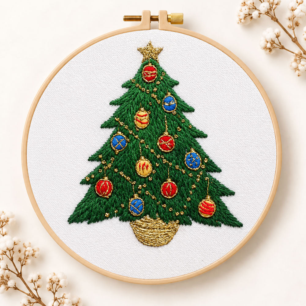 Colorful christmas tree embroidery kit