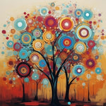 Colorful circle tree art cross stitch kit for beginners