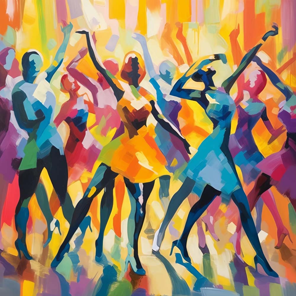 Colorful crowd dance party art cross stitch kit for beginners