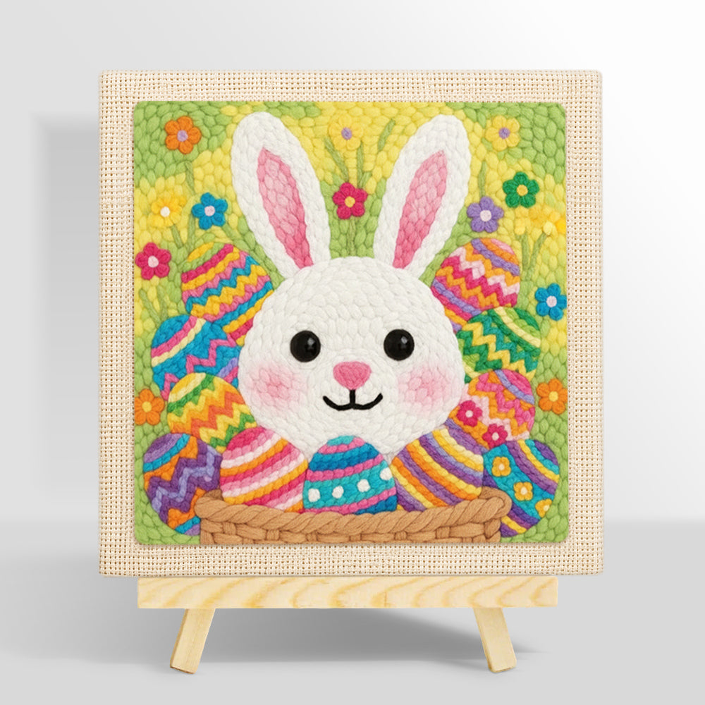 Colorful easter egg bunny punch needle kit for beginners