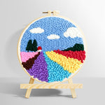 Colorful floral field punch needle kit for beginners