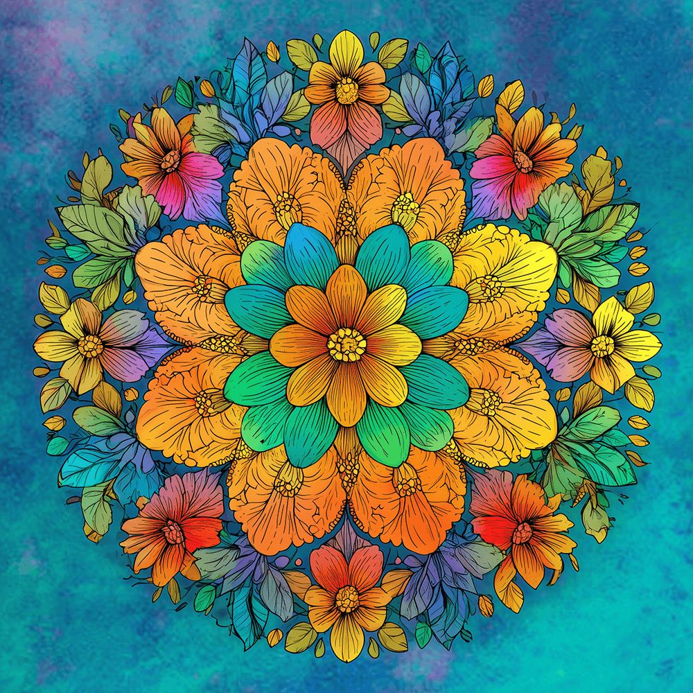 Colorful floral mandala art cross stitch kit for beginners