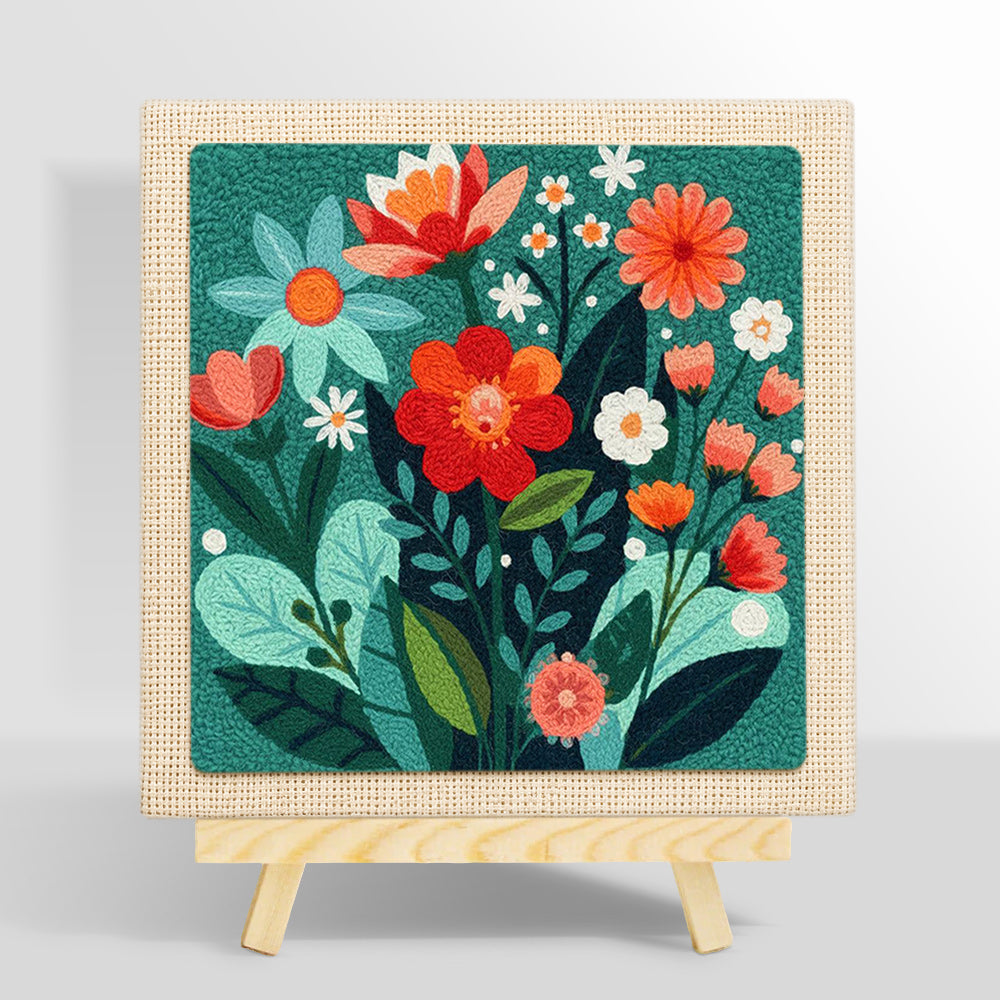 Colorful floral medley punch needle kit for beginners