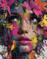 Colorful floral portrait cross stitch kit for beginners