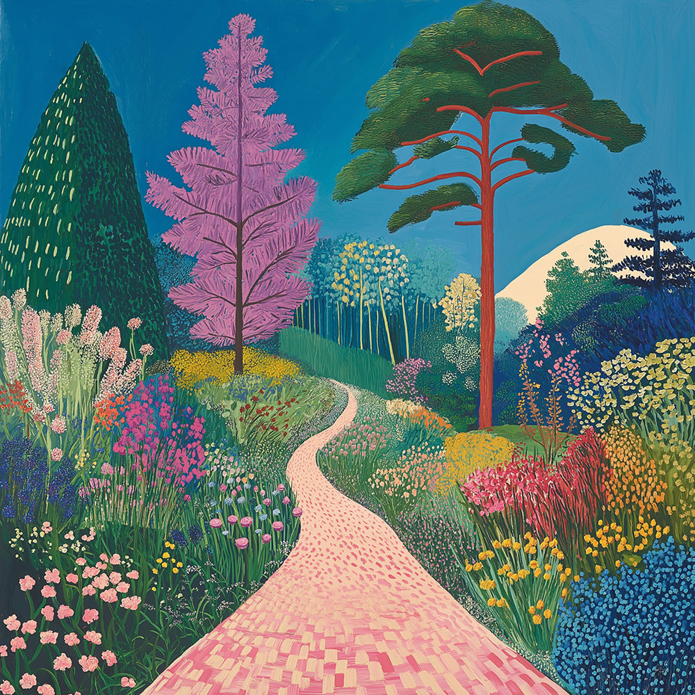 Colorful garden path landscape cross stitch kit for beginners