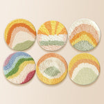 Colorful geometric landscape punch needle coaster kit finished handmade coasters