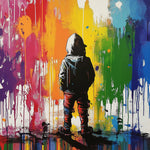 Colorful graffiti-style hoodie boy cross stitch kit for beginners