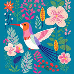 Colorful hummingbird floral scene cross stitch kit for beginners