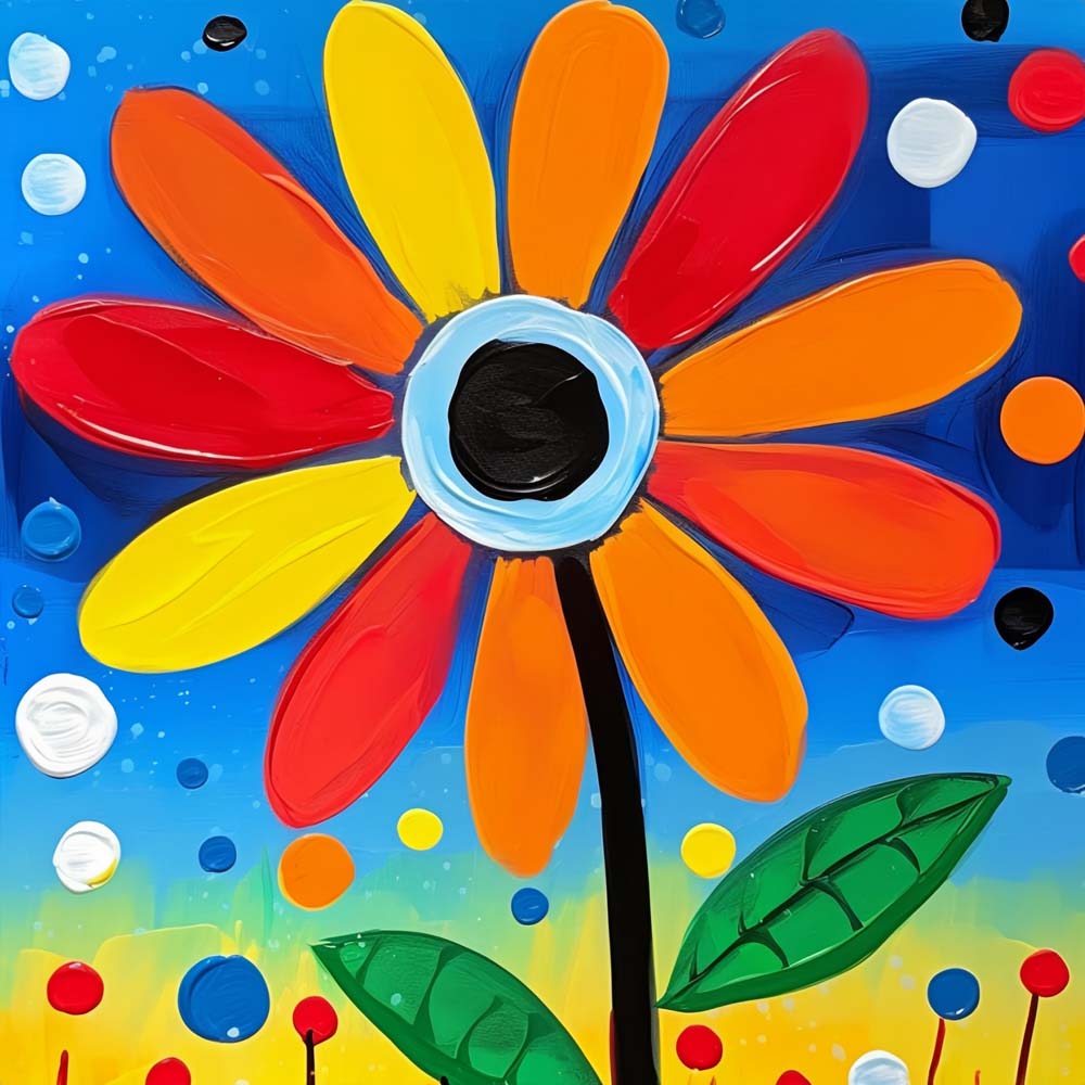 Colorful impasto daisy art cross stitch kit for beginners