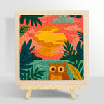 Colorful jungle sunset with owl punch needle kit for beginners