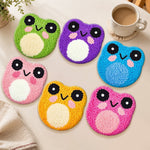 Colorful kawaii frogs punch needle coasters used for home decoration