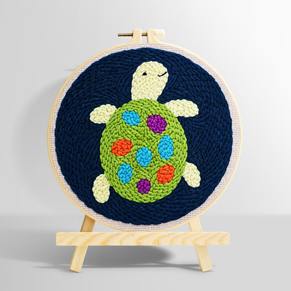 Colorful little turtle punch needle kit for beginners