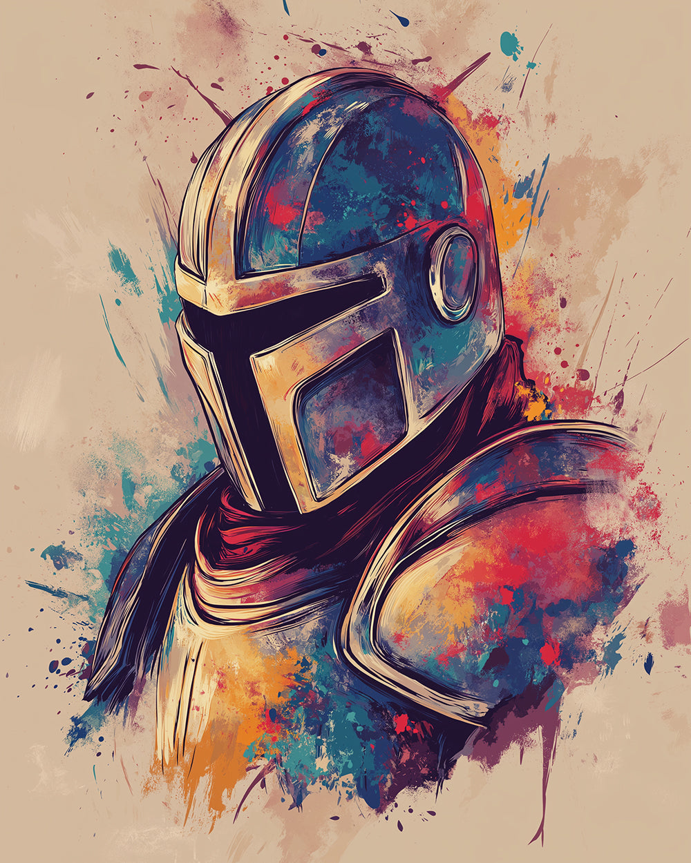 Colorful mandalorian helmet cross stitch kit for beginners
