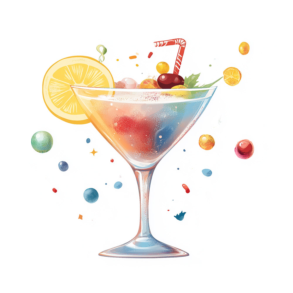 Colorful martini cocktail cross stitch kit for beginners