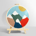 Colorful mountain landscape punch needle kit for beginners