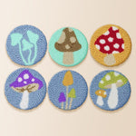Colorful mushrooms punch needle coaster kit finished handmade coasters
