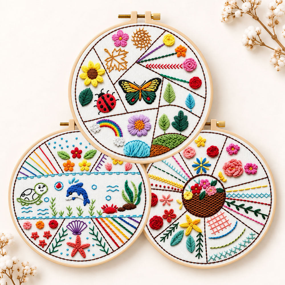 Colorful nature embroidery design embroidery kit